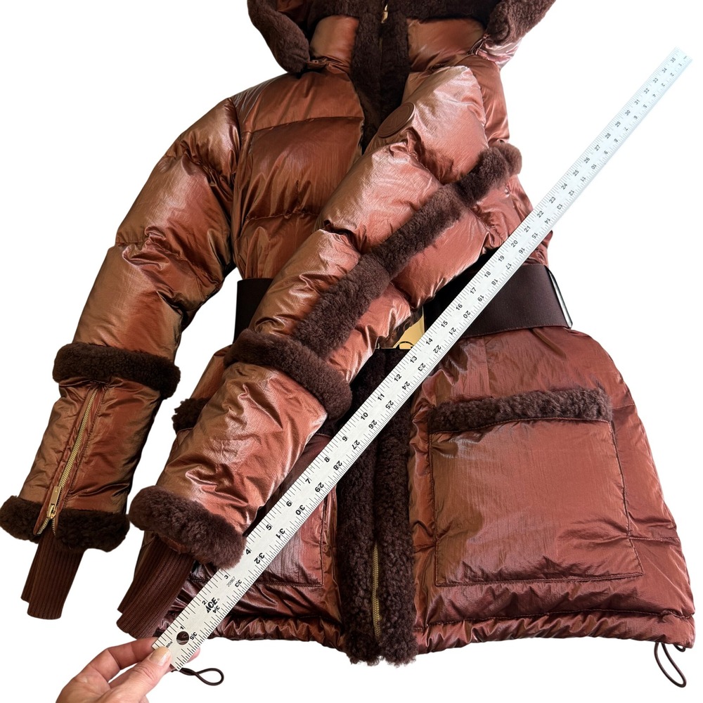 My Sunday Ski Shearling Pioneer Hooded Puffer Ski Jacket Cherry Chocolate sz S - Picture 14 of 15